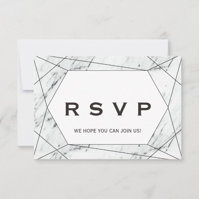 Svart geometrisk marmor sångförfrågan RSVP-kort OSA Kort (Framsida)