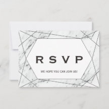 Svart geometrisk marmor sångförfrågan RSVP-kort