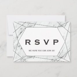 Svart geometrisk marmor sångförfrågan RSVP-kort OSA Kort