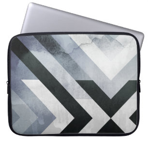 Svart geometrisk modern design med upphöjt Grått o Laptop Fodral