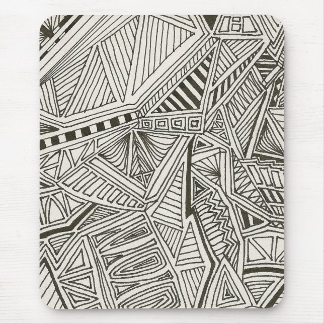 Svart geometrisk mousepad musmatta (Framsidan)