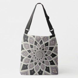 Svart geometrisk spiral fraktal mosaik konst mönst axelväska