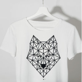 svart geometrisk varg t shirt