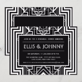 Svart geometriska repetition middaginbjudningar inbjudningar
