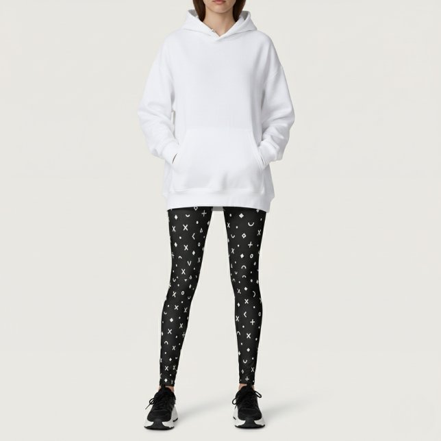 Svart geometriskt mönster leggings (Skapare uppladdad)