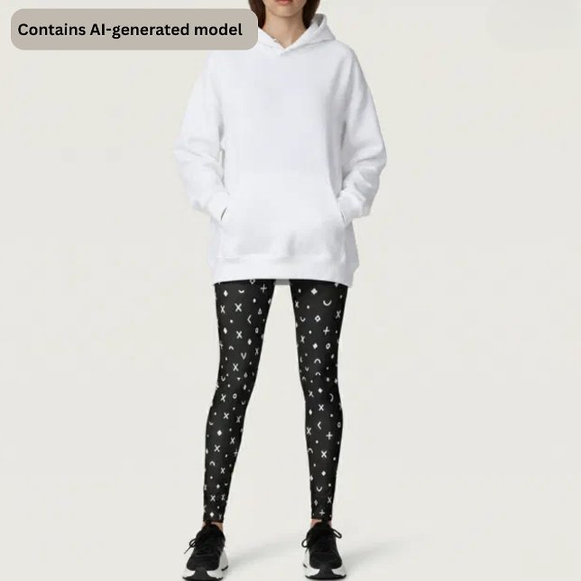 Svart geometriskt mönster leggings (Skapare uppladdad)