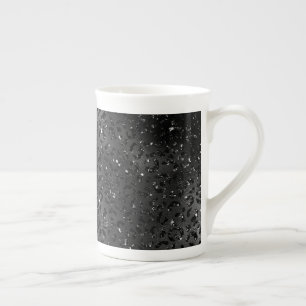 Svart Gepard Leopard Skinn Tryck Mönster Djur Benporslin Mugg