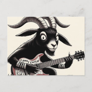 Svart get som spelar gitarr Glad påsk Vykort