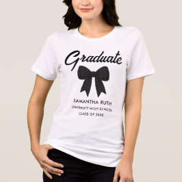 Svart Gingham Bow-examen T Shirt