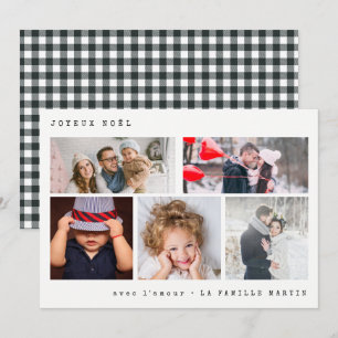 Svart Gingham för Joyeux Noel fotoCollage Julkort