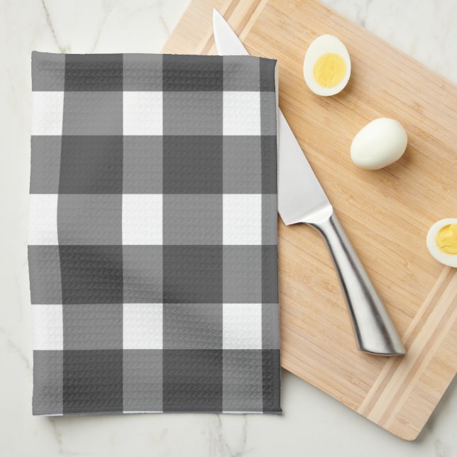 Svart Gingham Köksduk Kökshandduk (Vikt i Fjärdedel)