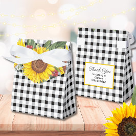 Svart Gingham och Solroser Bröllops- eller Babyfes Presentaskar