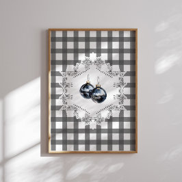 Svart Gingham Ornament jul Wall Art Poster