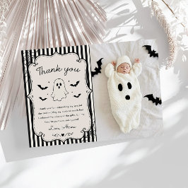 Svart Gingham Spöke Halloween Tack Kort