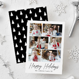 Svart Glad höstlovskort med 6 fotokollage Julkort