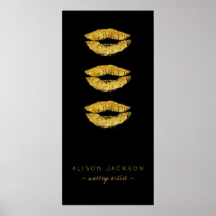 Svart glam för skönhetsalon guld läppar poster