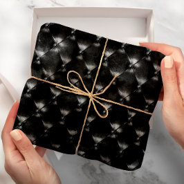 Svart glam-puffad läderminimal lyxgeometri presentpapper