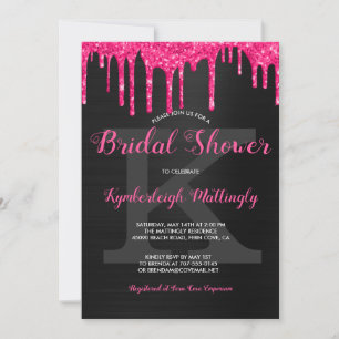 Svart Glam Shock rosa Glitter-drivrutiner, Möhippa Inbjudningar