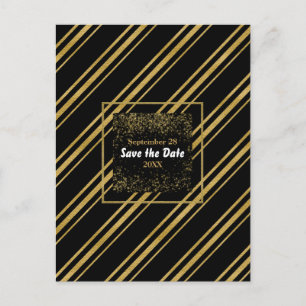 Svart & glänsande guld randig modern Save the Date Meddelande Vykort