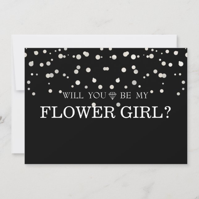 Svart Gliter Söt Kommer Du Att Vara Min Blomsterfl Inbjudningar (Framsida)