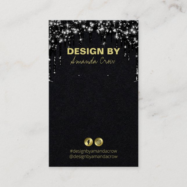 Svart Glitter DIY Necklace Earring Card Holder Visitkort (Framsida)