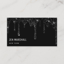 Svart glitter-droppdesign visitkort