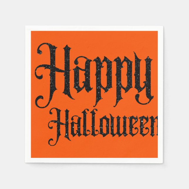 Svart glitter Gott Halloween Pappersservett (Framsidan)