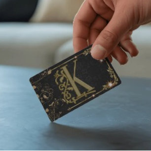 Svart Glitter Guld Bokstavsmonogram Visitkort