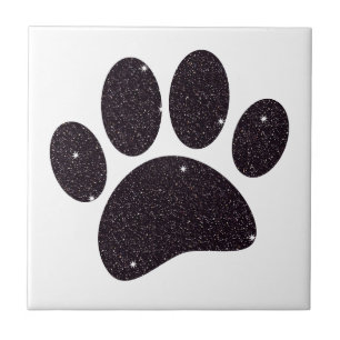 Svart Glitter Hund Tassavtryck Kakelplatta