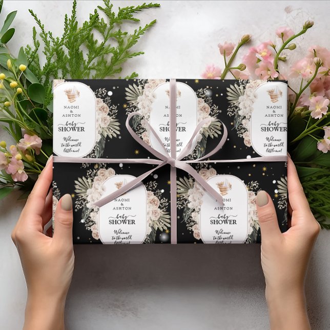 Svart Glitter i den enkla, än söta babysknappen Presentpapper (Skapare uppladdad)