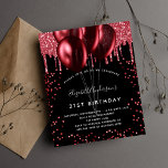 Svart glitter-inbjudan flygblad<br><div class="desc">Observera att inbjudan är papper och mycket tunn. Kuvert ingår inte. Om du vill ha mer omfattande inbjudningar (samma design) kan du besöka vår butik. För elegant 21:a födelsedag (eller någon annan ålder). Snyggtens svarta bakgrund. Dekorerad med rödfaux glitter och ballonger. Anpassa och lägg till information om namn, ålder och...</div>