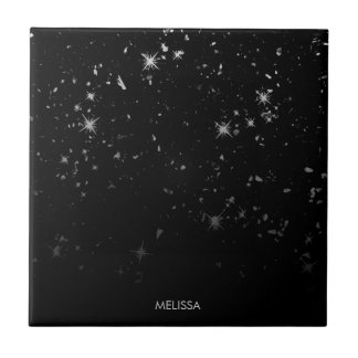 Svart glitter kakelplatta