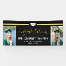 Svart Glitter-kalligrafi, Studenten foto, Guld