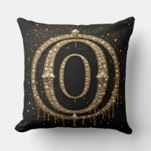 Svart Glitter Monogram Bokstav O För Webbutik