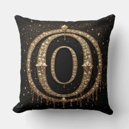 Svart Glitter Monogram Bokstav O För Webbutik Kudde