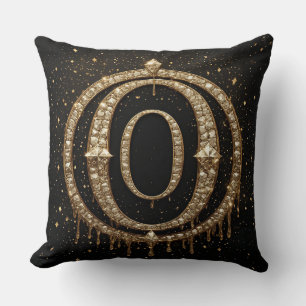 Svart Glitter Monogram Bokstav O För Webbutik Kudde