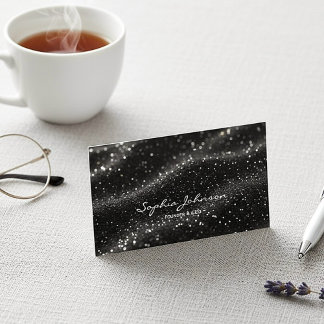 Svart glitter Namnkort
