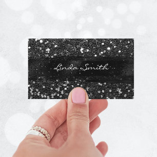Svart glitter och penseldrag visitkort