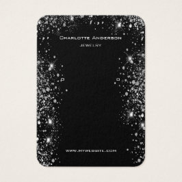 Svart glitter örhängen, visning av smyckefotografi visitkort
