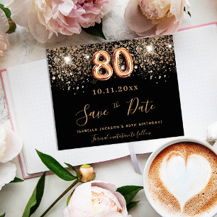 Svart glitter på 80-årsdagen sparar datumkortet