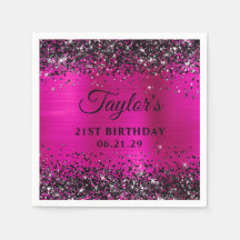 Svart glitter rosa folie 21-årsfirande