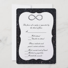 Svart Glitter Silver Infinity Svarskort Inbjudningar