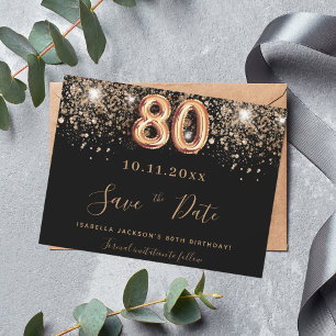 Svart glitter spara datum magneter på 80-årsdagen