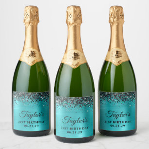 Svart Glitter Top Aqua Blå Folie 21-årsdag