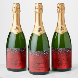 Svart Glitter Top Border Röd Folie 21-årsdag