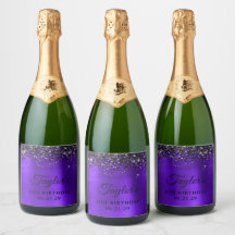 Svart Glitter Top Border Violett Folie 21-årsdag