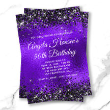 Svart Glitter Violett Glasfolie 50-årsfirande