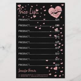 Svart glitterhjärtläppstift makeup prislista brevpapper