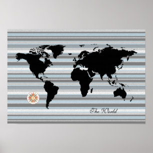 Svart glob karta + rand poster