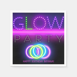 Svart Glöd Fest Neonljus Födelsedagsfest Pappersservett